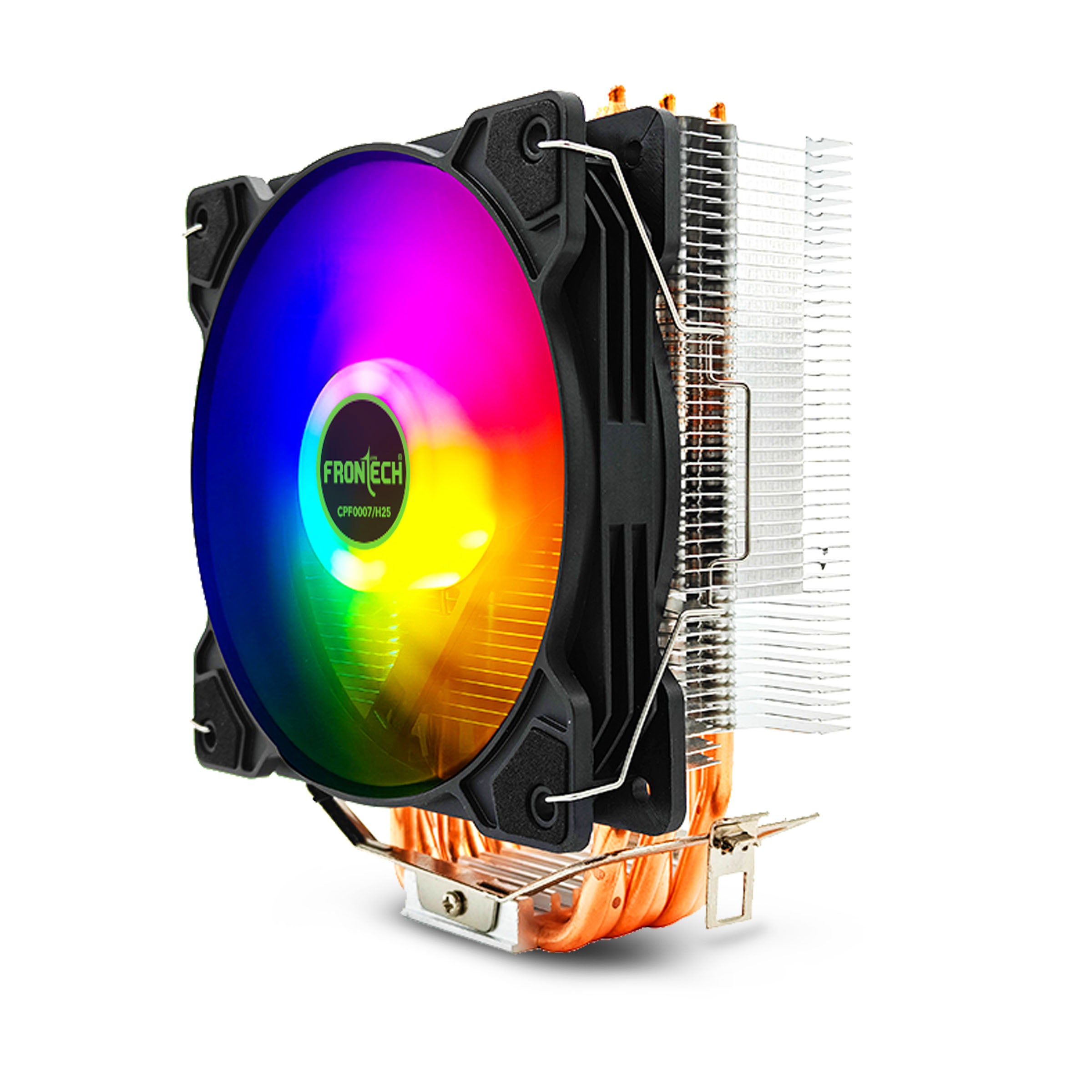 Frontech 630A CPU Air Cooler | 6 Copper Heat Pipes, 120mm RGB Fan, 1800 RPM | Supports LGA 1700 & AM5 | PWM 4-Pin + ARGB 3-Pin | Super Silent Cooling with Heatsink (CPF-0007) Frontech 630A CPU Air Cooler | 6 Copper Heat Pipes, 120mm RGB Fan, 1800 RPM | Supports LGA 1700 & AM5 | PWM 4-Pin + ARGB 3-Pin | Super Silent Cooling with Heatsink (CPF-0007)